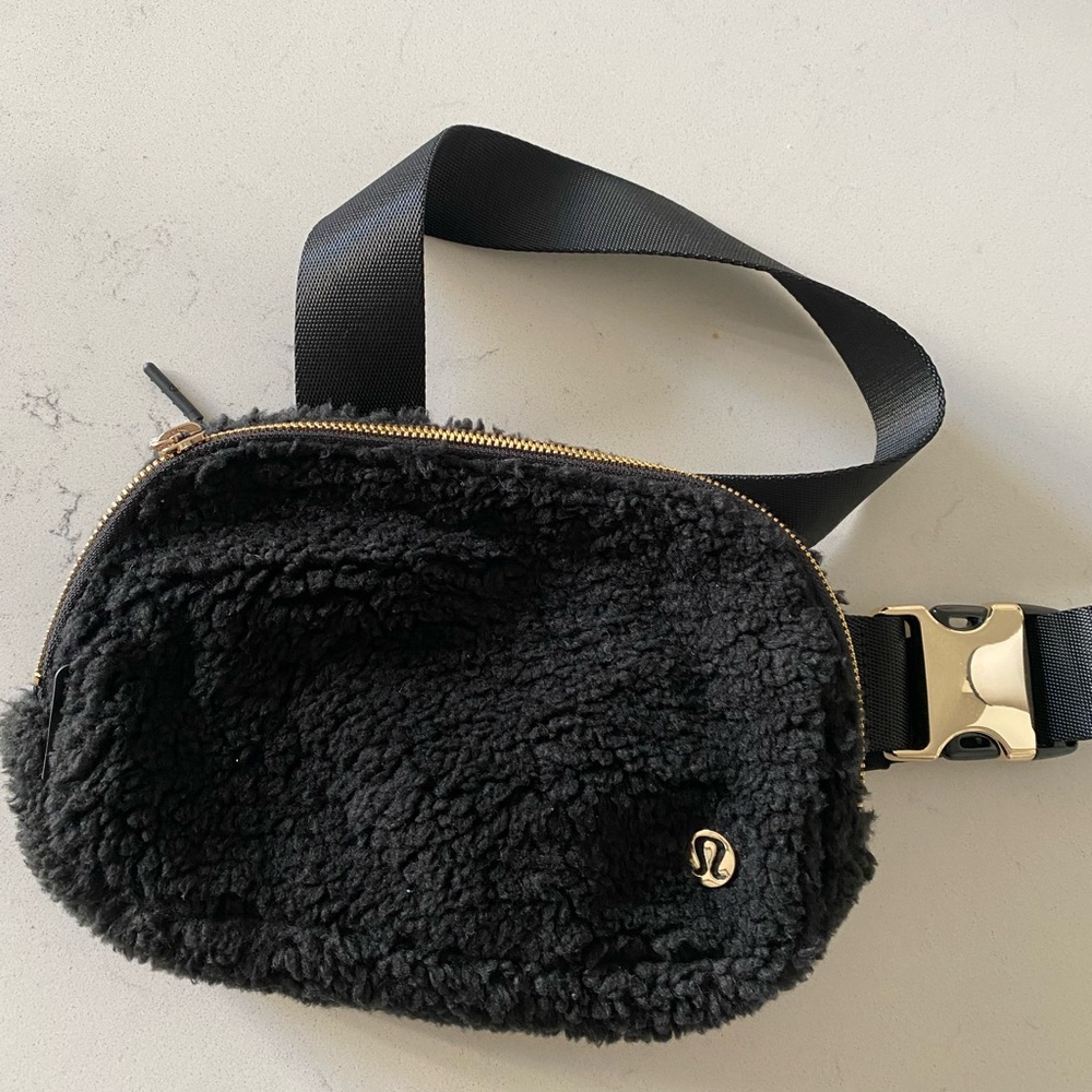 Black and Gold Lululemon Fleece Beltbag